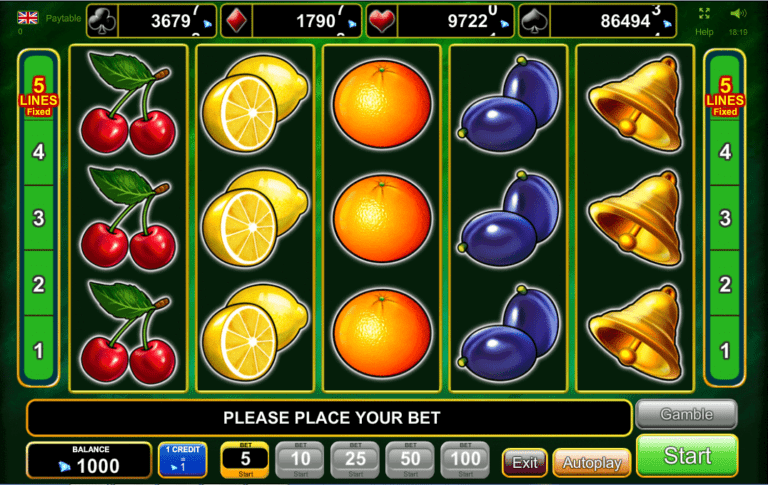 5 линии Juggle Fruits игра ротативка