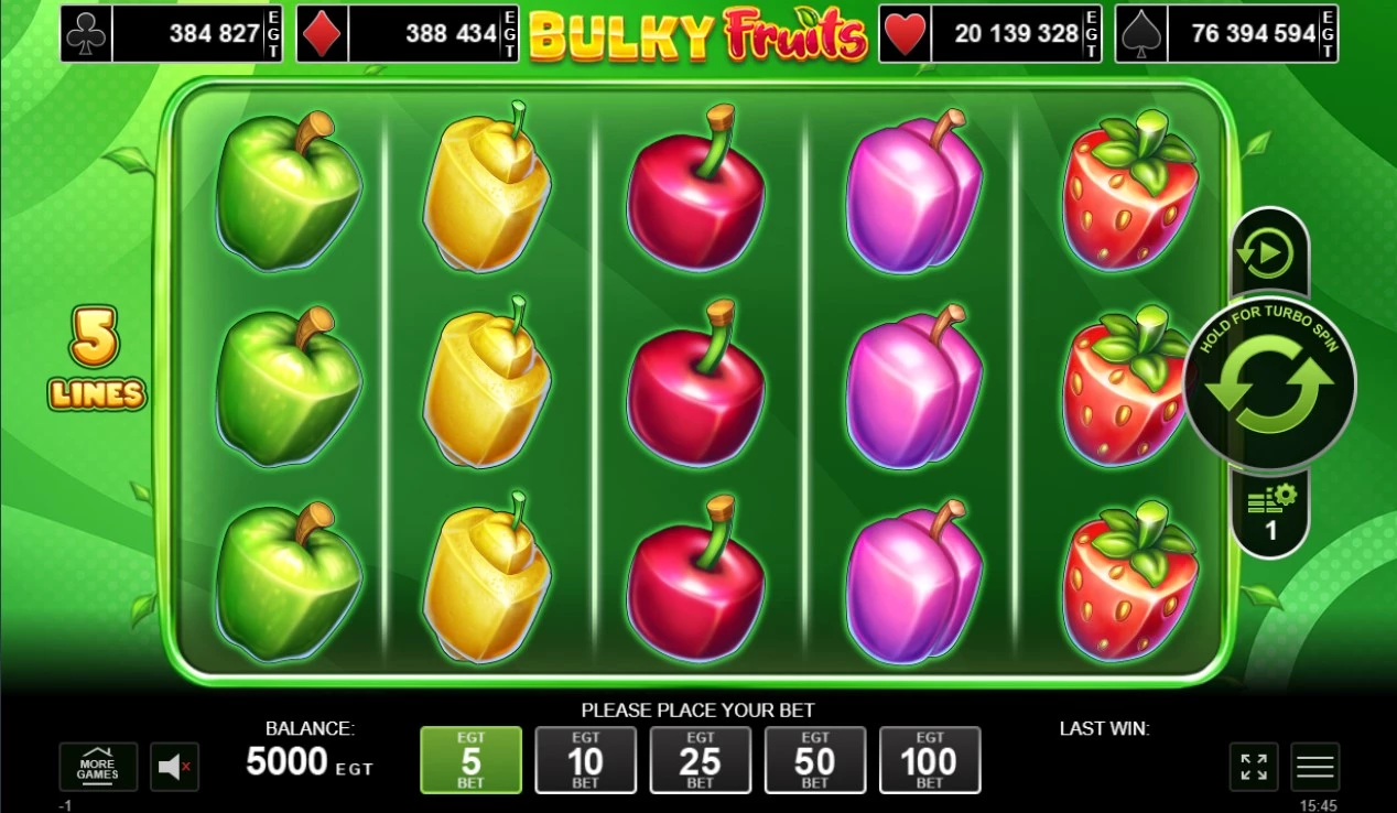 Bulky Fruits 5 lines - слот игра- kazinoigri.com
